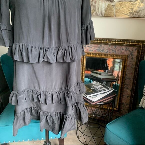 ULLA JOHNSON BLACK SILK MINI DRESS - Picture 6 of 15